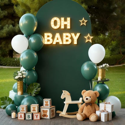 7.2FT Hunter Green Arch Cover - Polyester Fitted Wedding Arch Stand Covers Round Top Chiara Arch Backdrop Cover for Birthday Party Banquet Photo Background Decoration
