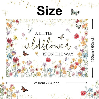 Avezano Wildflower Baby Shower Decorations A Little Wildflower is On The Way Baby Shower Backdrop Floral Theme Baby Girls' New Born Photoshoot Background Banner (7x5ft(84x60in))