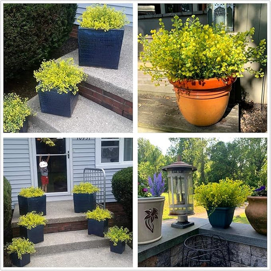 PASYOU Artificial Plants, Fake Bell Grass Flowers Plastic Greenery Lifelike Patio Yard Corridor Indoor Outdoor Home Garden Balcony Party Pot Planter Filler Table Arrangement Decoration Yellow 8 pcs
