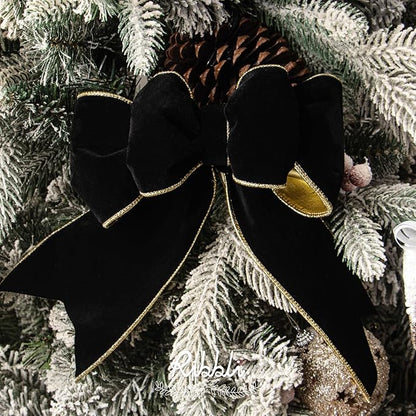 Ribbli Black Velvet Wired Ribbon 4 Inch Luxury Matte Velvet Christmas Ribbon for Gift Wrapping Christmas Tree Decoration Crafts Wreaths Supplies - 10 Yards