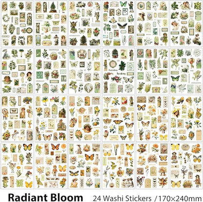 Snycler Sticker Book - 24 Sheets Vintage PET Stickers for Scrapbooking, Junk Journaling, Ephemera, and Decorative Crafts - Pre-Cut Floral Design Stickers Vintage-3