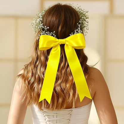 Fullive 1 1/2 Inch Ribbon for Gift Wrapping, 30 Yards Lemon Yellow Ribbons for Crafts, Polyester Satin Ribbon for Birthday Holiday Christmas Decorations DIY Bows Wrapping Bouquet Floral Arrangements