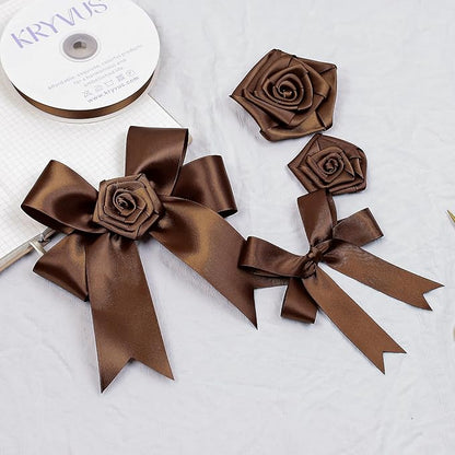 Brown Satin Ribbon, Double Faced 2 Inch X 25 Yards Brown Ribbon, Premium Satin Ribbon for Gift Wrapping, Crafts, Hair Bow Making, Sewing, Flower Bouquet, Wedding Party Decor