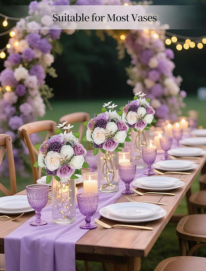 BLOSMON Artificial Flowers Ball Wedding Centerpieces 10 Pcs Lilac Rose Artificial Flower Center Pieces Decoration for Table Silk Kissing Ball Faux Floral Bouquet Arrangements for Home Party DIY Decor