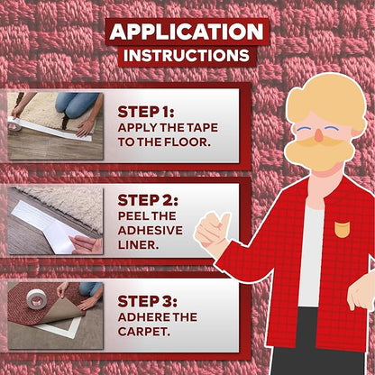 XFasten Double Sided Carpet Tape for Area Rugs, 2 Inch x 30 Yards (6-Pack) – Heavy Duty Anti Slip Rug Grip Tape, Works as Rug Gripper, Wood Safe, Easy Removal for Hardwood and Laminated Floors