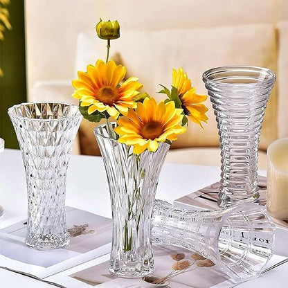 Clear Crystal Vase,Glass Flower Vase Thickening Design for Home Decor Centerpieces, Wedding, Mothers Gift