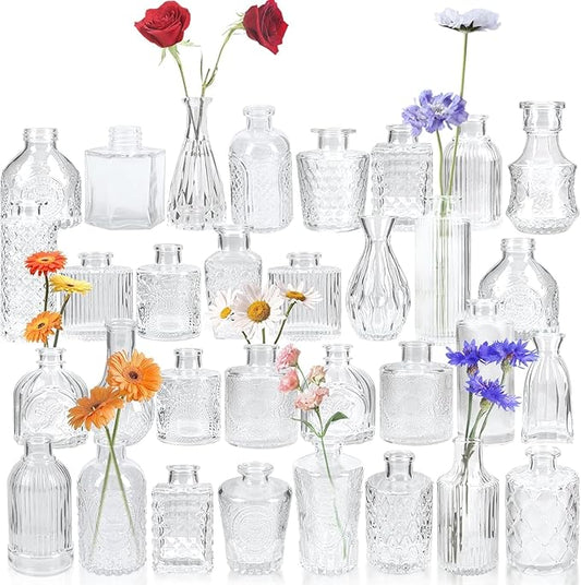 80 Pcs Bud Vase Set, Vases for Centerpieces, Cute Glass Bud Vases in Bulk, Small Vases for Flowers, Clear Vase Set for Wedding Decorations, Home Table Flower Décor