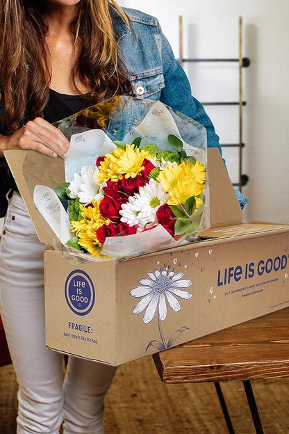 Benchmark Bouquets - Life is Good Pink (Glass Vase Included) - Fresh Flowers for Delivery - Gift for Graduation, Birthday, Anniversary, Sympathy, Get Well, Congratulations