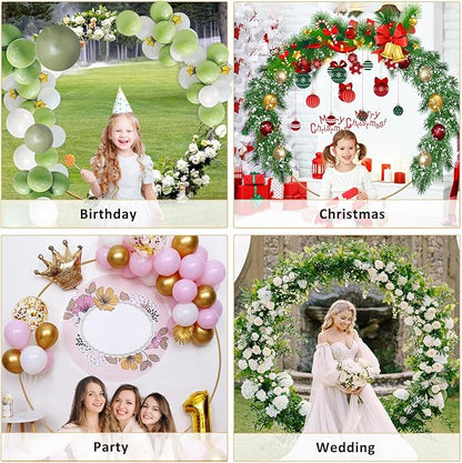 7.2Ft Round Balloon Arch Stand Kit Wedding Arches for Ceremony Circle Backdrop Stand for Parties Wedding Birthday Decoration with Two Water Bags (7.2FT Gold)