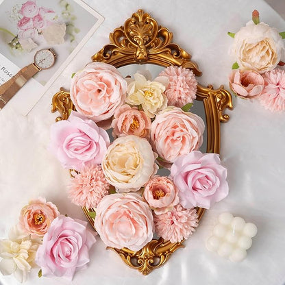 30 Pcs Peonies Artificial Flowers Pink Silk Roses Bulk for DIY Wedding Bouquet Bridal Shower Decorations Fake Floral Arrangements Party Table Centerpieces Home Decor Indoor Blush Peach Box