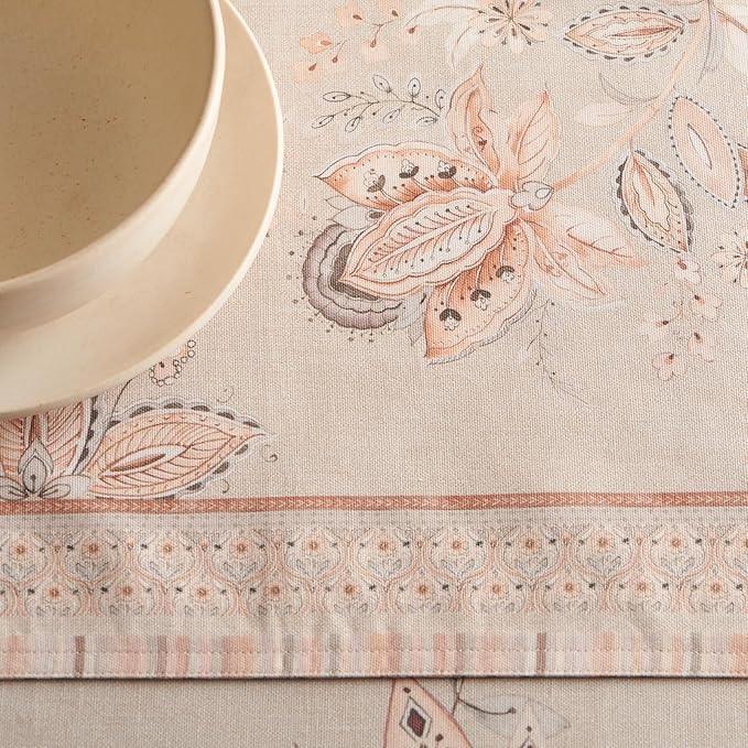 Maison d' Hermine Tablerunner 100% Combed Cotton Premium Table Runner Decorative Table Covers, Dining, Wedding, Banquet, Buffet, Society Florals, Double Layer - (14.50"x108")