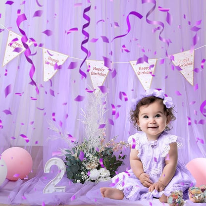 Lavender Tulle Backdrop Curtains for Parties Baby Shower Birthday Wedding 10ft X 10ft Sheer Backdrop Curtains for Butterfly Elephant Memaid Photoshoot Decorations