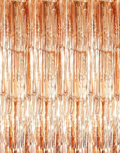 GOER 3.2 ft x 8.2 ft Metallic Tinsel Foil Fringe Curtains Party Photo Backdrop Party Streamers for Birthday,Graduation,New Year Eve Decor (5 Packs,Champagne Gold)