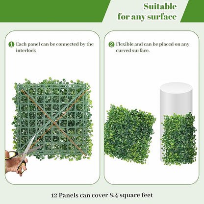Grass Wall Panel Greenery Wall Artificial Grass Backdrop 10 * 10in 12Pcs Decorative Background Wall for Outdoor Interior Decor Hedge Wall for Garden Party Wedding Backdrop