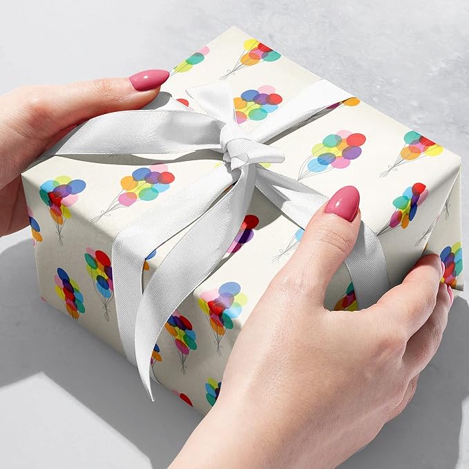 Jillson Roberts Bulk Gift Wrap, Everyday Gift Wrapping Supplies, Bunch of Balloons, 1/4 Ream 208 feet x 30 inches