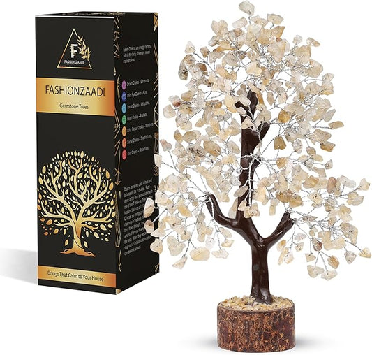 FASHIONZAADI Citrine Crystal, Reiki Tree, Artificial Tree, Citrine Stone, Spiritual Decor, Living Room Decor, Money Tree, Meditation Gifts, Citrine Crystal
