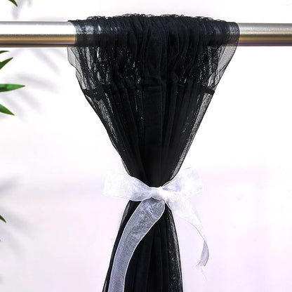 Black Backdrop Curtain Sheer Tulle Backdrop Curtain for Birthday Party Baby Shower Wedding Black Drapes for Backdrop for Photo Booth Photography Background Decorations 2 Panels 5ft X 10 ft