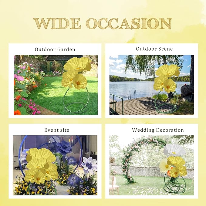 Wedding Giant Flowers Decorations, Large Paper Flowers, Artificial Flower Art Wall Decoration for Reception Banquet Outdoor Ceremony Church Spring Wedding Arrangements 3 Pack (Yellow)