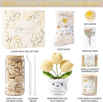 Birthday Gifts for Women Self Care Package Get Well Soon Gift Baskets, Thinking of You Inspirational Sympathy Spa Gift Baskets for Women, Unique Christmas Gifts Set for Best Friend Mom Sister Wife Her