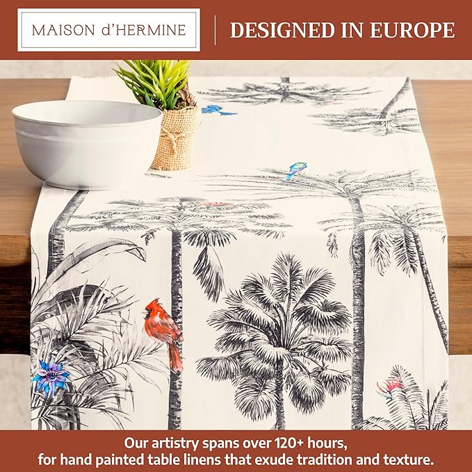 Maison d' Hermine Table Runner 100% Cotton Single Layer Table Runners 48 inches Long for Thanksgiving Christmas Decorations Home Kitchen Dining Party Wedding (Amazonia, 14.5" x 48")