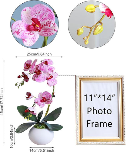 Forlaoers Purple 17" Tall Fake Orchids Small Artificial Plants Faux Flowers in Vase Silk Flowers for Home Decor Indoor Dining Room Table Centerpiece Floral Arrangements Decoration