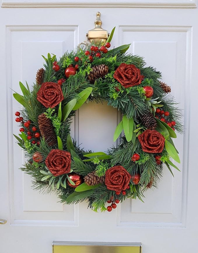 Artificial Flowers,50PCS Fake Red Roses 2.76" Glitter Foam Roses Artificial Flowers for Wedding Christmas DIY Wreath Home Table Floral Arrangement(Red)
