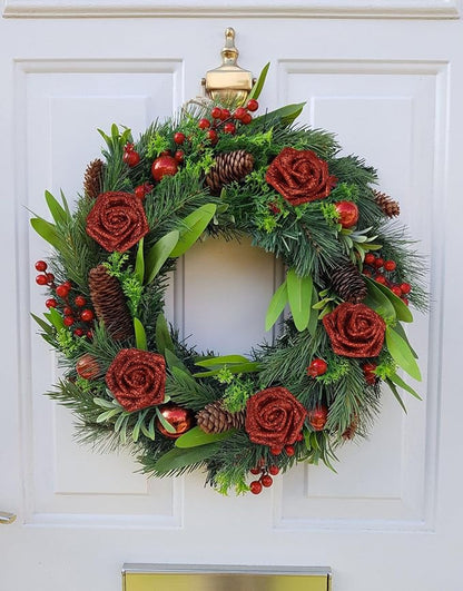 Artificial Flowers,50PCS Fake Red Roses 2.76" Glitter Foam Roses Artificial Flowers for Wedding Christmas DIY Wreath Home Table Floral Arrangement(Red)