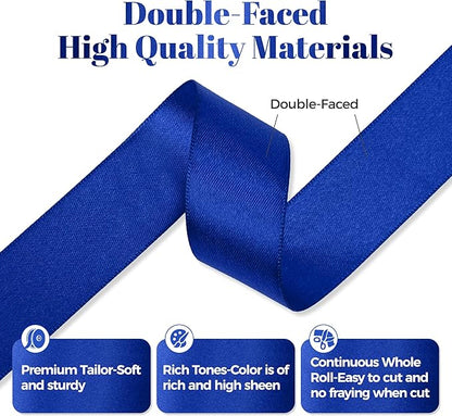 Royal Blue Satin Ribbon, 1 Inch X 50 Yards, Premium Polyester, Perfect for Gift Wrapping, Crafts, Wedding Decor