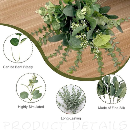 30 Pcs Eucalyptus Stems Bulk, 4 Kinds Mixed Artificial Silver Dollar Eucalyptus Greenery Branches for Wedding Centerpieces, Floral Arrangements, Vase Bouquet Home Decor