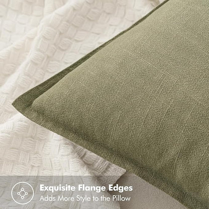 MIULEE Decorative Linen Euro Sham Pillow Covers 24x24 Light Olive Green Boho Farmhouse Neutral Couch Throw Pillows for Bed Pack of 2 Accent Modern Pillowcase Summer Sofa Livingroom Home Decor