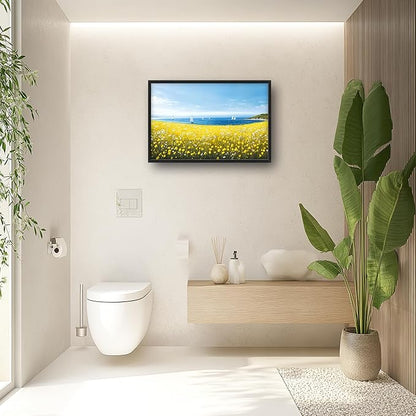 Coastal Flowers Large Wall Art Framed Wall Decor for Living Room Ocean Sailboat Pictures Oversized Canvas Print Painting Modern Extra Large Framed Artwork for Bedroom Office Home Decor 36"x24"