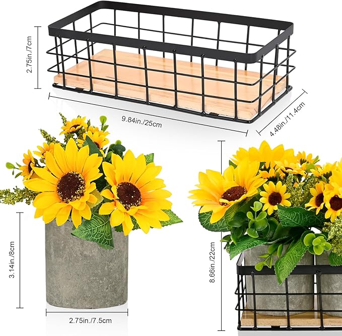 Sunflower Artificial Flowers, Fake Sunflower Table Centerpiece Decor, Artificial Fall Flowers Arrangement Farmhouse Decoration for Home Bathroom Kitchen