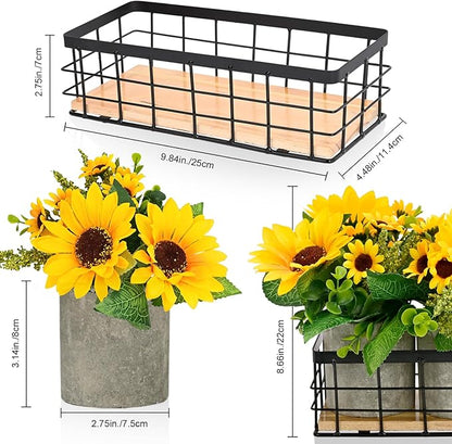 Sunflower Artificial Flowers, Fake Sunflower Table Centerpiece Decor, Artificial Fall Flowers Arrangement Farmhouse Decoration for Home Bathroom Kitchen