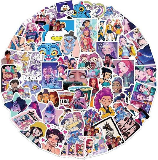 Demon Hunters Movie Stickers, 60 PCS Korean Cartoon Kpop Stickers for Water Bottles, Waterproof Vinyl Decal for Teen Girls Boys Adult Laptop Skateboard Phone Case Guitar Travel Case Bike Notebook