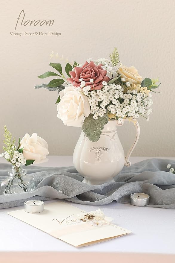 Floroom 18pcs Artificial Babys Breath Gypsophila Greenery Sprays, Real Touch White Fake Flowers for Wedding Bouquets Centerpieces Floral Arrangements and Decorations