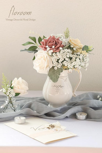 Floroom 18pcs Artificial Babys Breath Gypsophila Greenery Sprays, Real Touch White Fake Flowers for Wedding Bouquets Centerpieces Floral Arrangements and Decorations