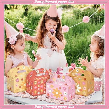 24pcs Daisy Flower Treat Boxes Colorful Floral Gift Boxes Summer Daisy Party Favor Wrapping Hippie Boho Spring Decorations
