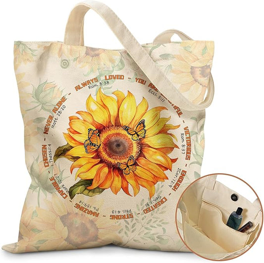 Aesthetic Tote Bag for Women- with Magnetic Buckle and Zipper Inner Pocket Cloth Cotton Canvas Tote Bags