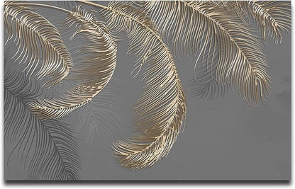 Wall Mural - 3D Wallpaper Decoration, Grey Palm Leaf, 103" x 69" (Not Self-Adhesive)