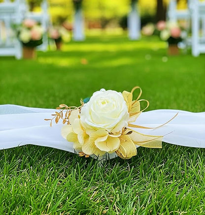 Champagne Rose Boutonniere for Men 8 Pcs-Groomsmen and Groom Boutonniere for Wedding, Prom and Anniversary,Formal Dinner Party & Ring Bearer Accessories(B)