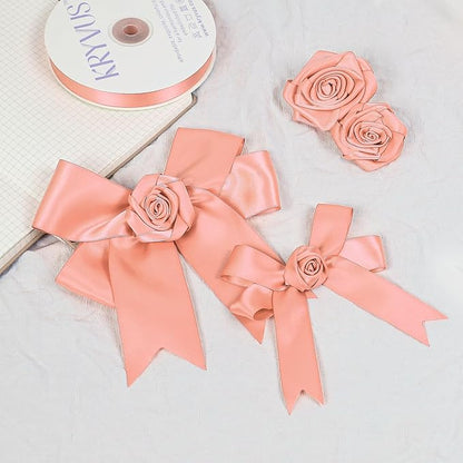 Premium Double Faced Peach Satin Ribbon, 7/8 Inch X 25 Yards, Polyester, Perfect for Gift Wrapping, Crafts, Wedding Decor, Formal Occasions