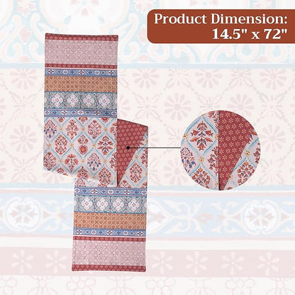 Maison d' Hermine Table Runner 100% Cotton Double Layer Table Runners 72 inches Long for Thanksgiving Christmas Decorations Home Kitchen Dining Party Wedding (Romane, 14.5" x 72")