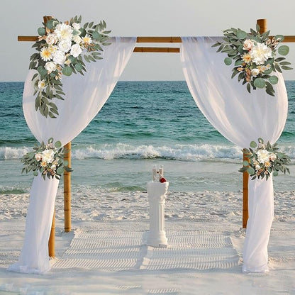 Yellow White Wedding Arch Flowers, Faux Flower Swag Set of 2, White Floral Swag for Wedding Arch Welcome Signs, Reception Ceremony Signs Decor
