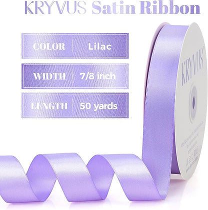 Lilac Satin Polyester Ribbon, 7/8 Inch X 50 Yards, Premium Double Faced Satin Ribbon for Gift Wrapping, Crafts, Wedding Decor, Special Occasions