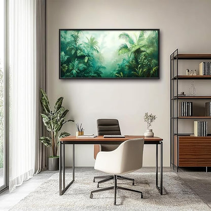Tropical Jungle Large Decor Wall Art Forests Landscape Framed Pictures for Living Room, Nature Scenery Oversized Canvas Print Painting Modern Extra Large Framed Artwork for Bedroom Office 60"x30"