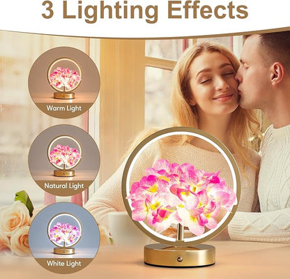 Birthday Gifts for Women Mom,Hydrangeas Flower Touch Lamp,Rechargeable Cordless 3 Way Dimmable Small Night Lightfor Home Decor,Bedroom,Living Room Office Thank You Gifts for Festival-Purple