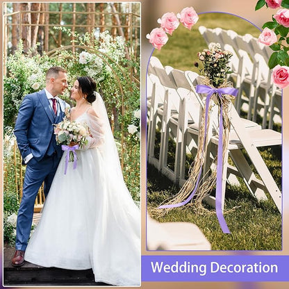 Light Purple Satin Ribbon 1 Inch 50 Yards Solid Fabric Lilac Ribbon for Gift Wrapping Flower Bouquet Wedding Party Vase Christmas Decorations
