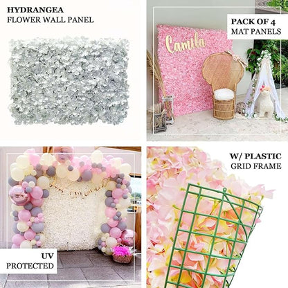 Efavormart 4 PCS Pink & Dusty Rose Silk Hydrangea Flower Mat Wall Wedding Event Decor for DIY Centerpiece Arrangement Party Decorations