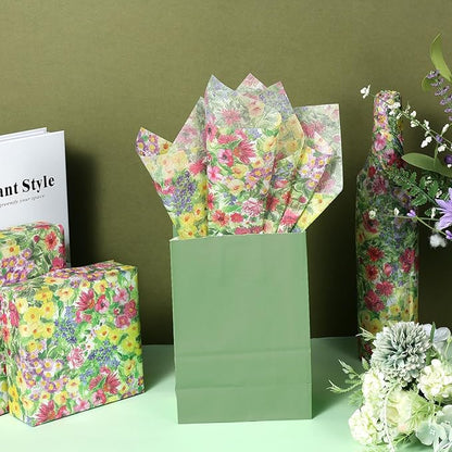 100 Sheet Monet Flowers Tissue Paper, 20''x14'' Botanical Flower Garden Gift Wrapping Paper for Birthday DIY Crafts Baby Shower Wedding Bridal Shower Housewarming Party Supplies