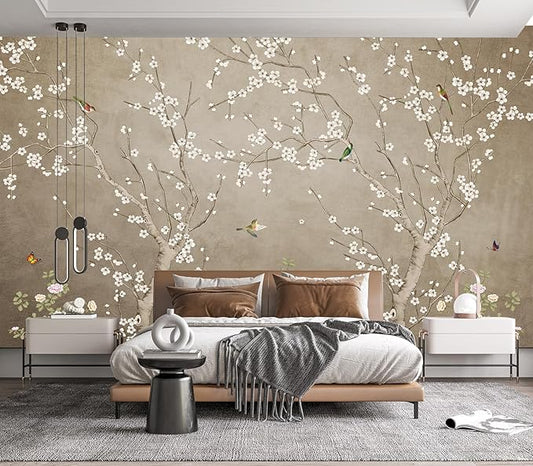 Eierme-Chinoiserie Wall Decor. Background Wall China Style Mural Wallpaper Peel and Stick 160" x 114"